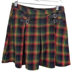 Hot Topic Rainbow Plaid Grunge Punk Rock Statement Piece Womens Mini Skirt M